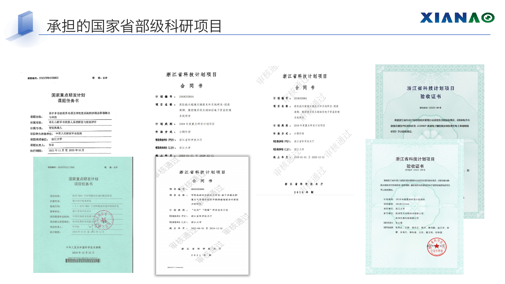 承担的国家省部级科研项目材料